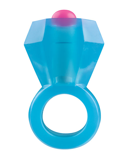 Rock Candy Blue Cock Ring Vibrating Gem Design Stretchy Silicone for Couples Stimulation