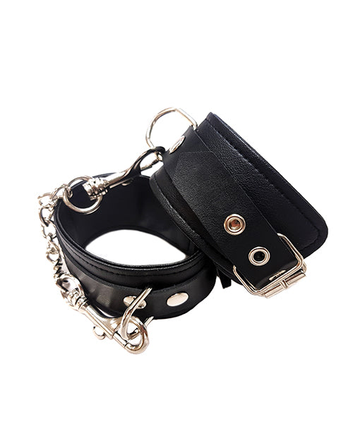Rouge Bondage Restraints Vegan Leather Wrist Cuffs with Removable Chain for Comfortable Restraint Play