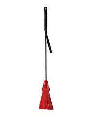 Rouge Bondage Riding Crop Red Leather Tasselled Tip for Sensual Impact Play