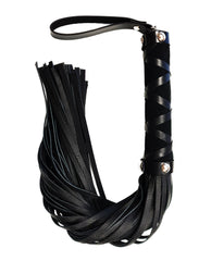 Rouge Bondage Flogger Short Leather Studded Handle 54cm for BDSM Sensory Play