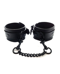 Rouge Leather Wrist Cuffs adjustable black design with detachable chain for secure bondage restraints