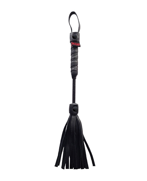 Rouge Bondage Flogger Genuine Leather Compact Design Black for Sensual Impact Play
