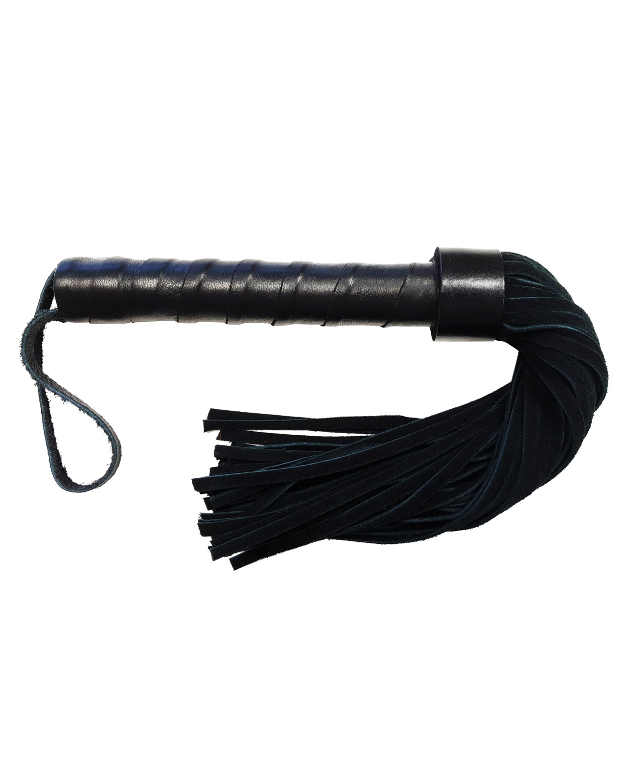 Rouge suede flogger leather handle black bondage restraint for sensory and impact play