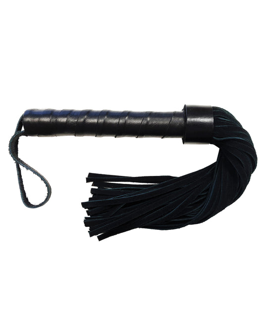 Rouge suede flogger leather handle black bondage restraint for sensory and impact play