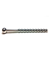 Rouge Stainless Steel Urethral Probe with Beaded Shaft and Stopper for Safe Urethral Play