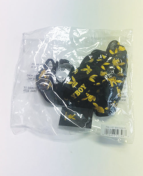 Playboy Bunny Gold Foil Halter Teddy - Black/Gold 1X