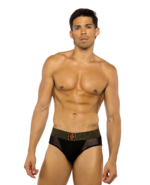 Roma Confidential Lingerie Black Sacred Heart Briefs Studded Waistband for Plus Size Comfort