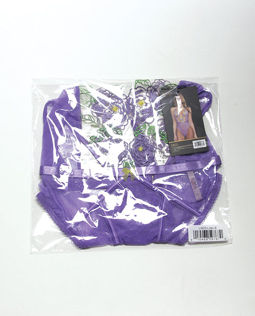 Peony Blossom Embroidered Halter Top Teddy - Lilac XL