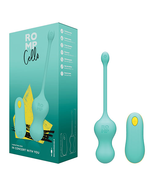 ROMP G-Spot Vibrating Egg Remote Control Blue Waterproof Silicone for Discreet Intimate Stimulation