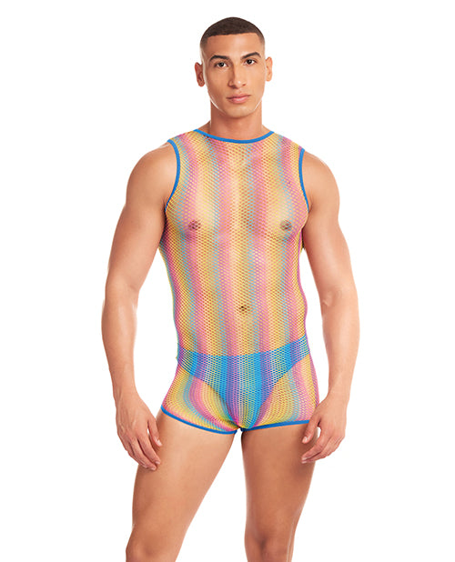 Rainbow Party Pride Star Mesh Singlet and Thong Set with Colorful Design for Pride Events and Vibrant Self-Expression