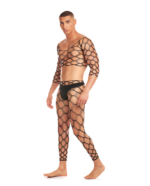 Rainbow Party Men's Lingerie Set Fishnet Three Piece Black Design for Self-Expression and Pride