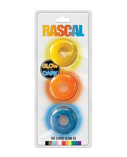 Rascal Toys Cockrings Set Stretchy Glow in the Dark Assorted Colors for Enhanced Stamina