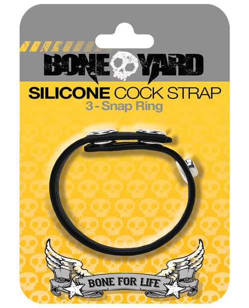 Boneyard Silicone Cock Strap Adjustable Multi-Snap Black for Comfortable Intimate Support