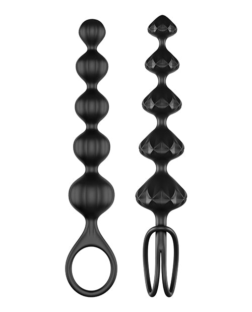Satisfyer Love Beads Set - Black Silicone Anal Beads with Multiple Shapes