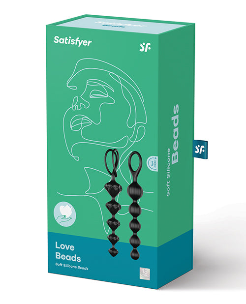 Satisfyer Love Beads Set - Black Silicone Anal Beads with Multiple Shapes