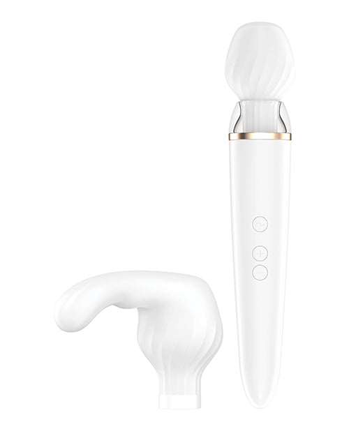 Satisfyer Massager Double Wand-er app-controlled white massager silicone waterproof for full body soothing relaxation