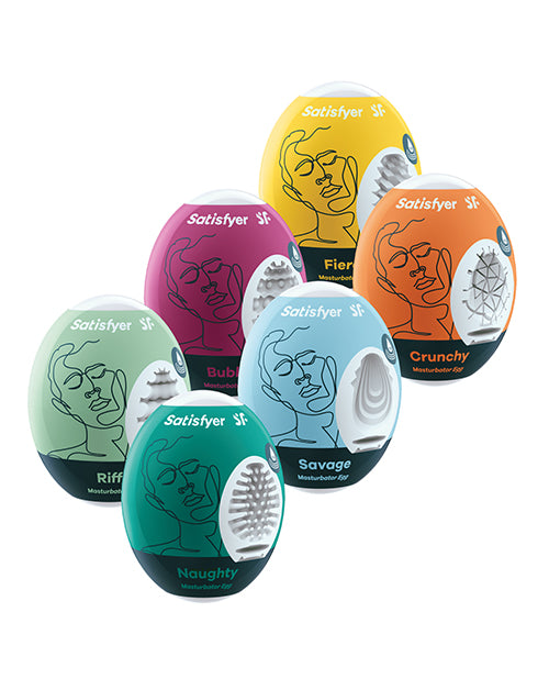 Satisfyer Masturbator Egg Set Assorted Cyberskin No-Lube Design for Varied Sensation and Solo Play