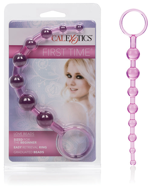 First Time Anal Products Pink Flexible Graduated Love Beads with EZ Retrieval Ring for Beginner Anal Play