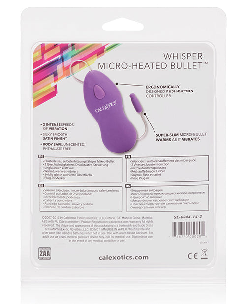 Whisper Micro Heated Bullet Purple Personal Stimulator with 2-Speed Vibration