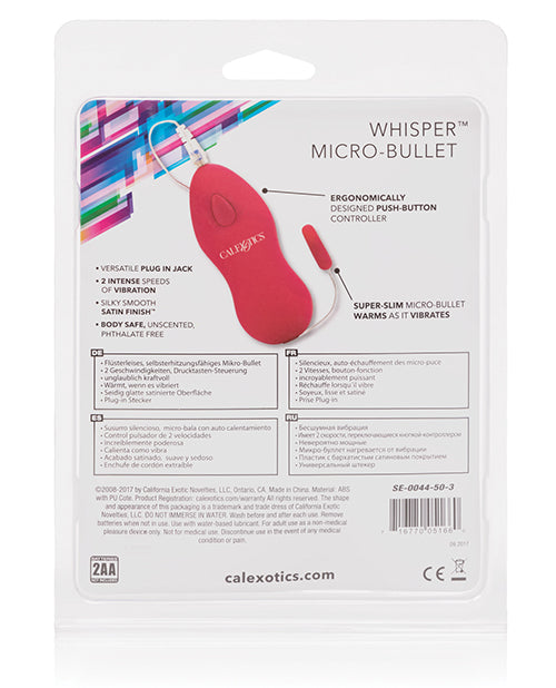 Whisper Micro Bullet in Pink with Self-Heating and 2-Speed Vibrations