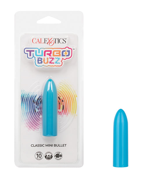 Turbo Buzz Mini Bullet Stimulator Blue waterproof USB rechargeable for discreet powerful pleasure