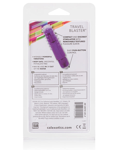 Waterproof Travel Blaster Massager with Removable Silicone Sleeve - Purple