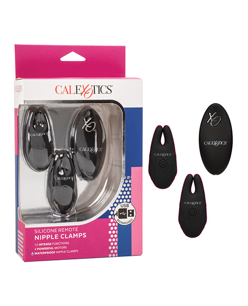 Remote Controlled Vibes Silicone Nipple Clamps with Adjustable Vibration and Wireless Remote for Sensory Bondage Play