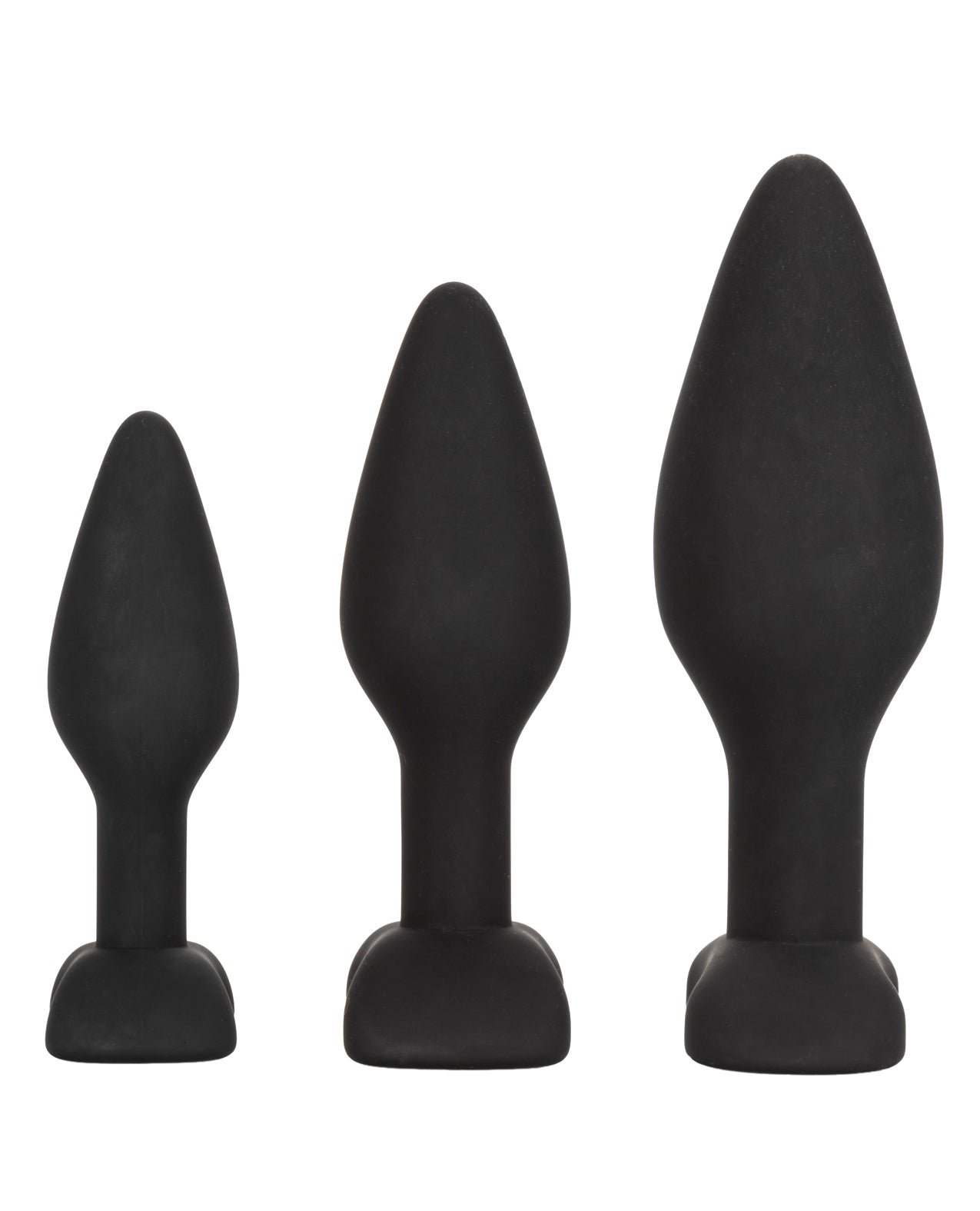 Silicone Anal Exerciser Kit with Three Graduated Plugs - Black