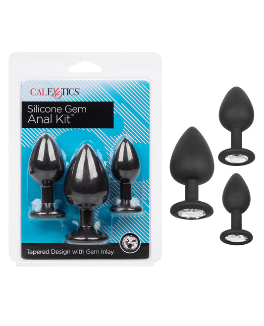 CalExotics Anal Toys Silicone Gem Anal Plug Kit with Graduated Sizes and Gem Base for Safe Anal Play