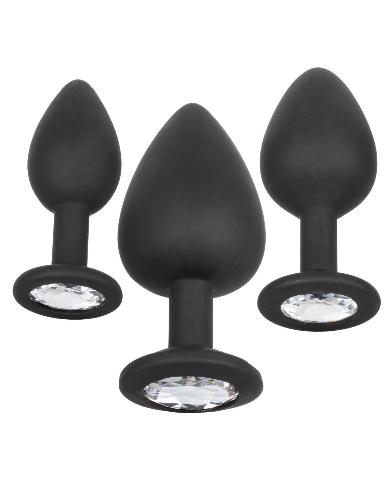 Silicone Gem Anal Plug Kit with Graduated Sizes and Gemstone Base