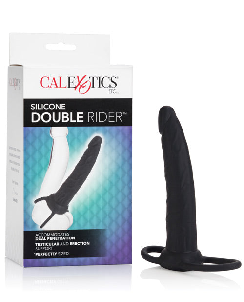 CalExotics Silicone Double Rider Dong with Dual Support Rings and Realistic Texture for Dual Penetration
