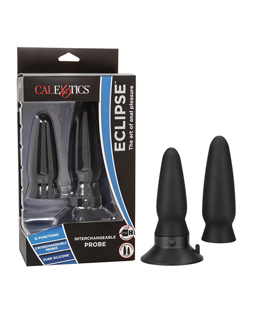Eclipse Anal Probe Set with Silicone Dual Attachments and Suction Base for Customizable Anal Stimulation