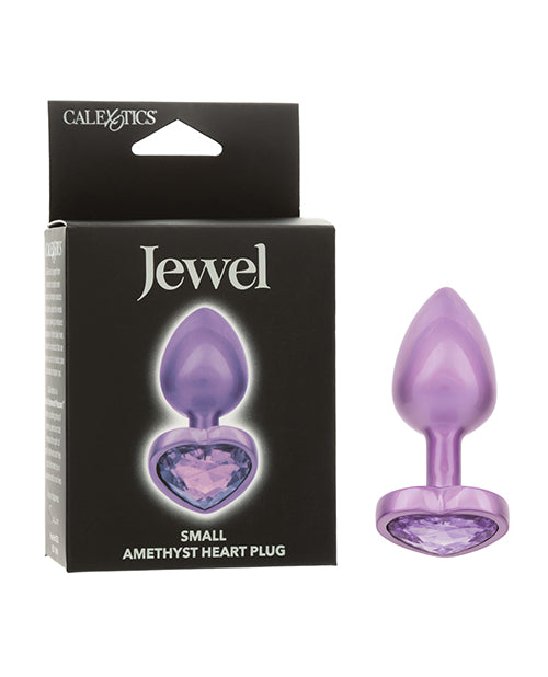 Jewel Anal Plug Small Amethyst Heart Gem with Seamless Iridescent Finish for Elegant Intimate Play
