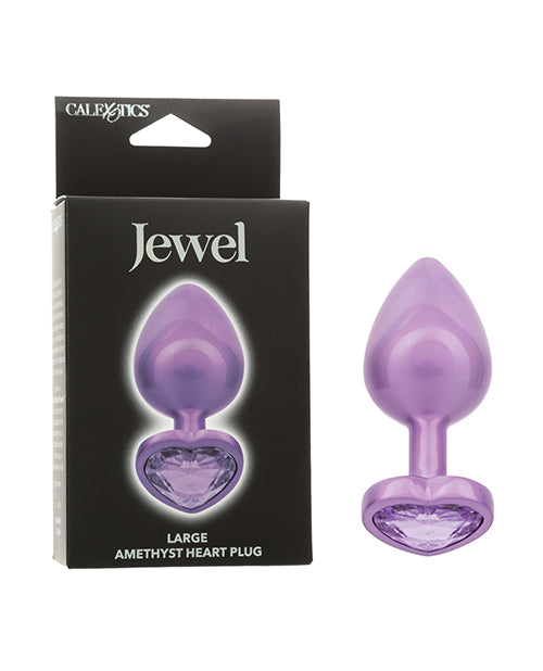 Jewel Anal Plug Large Amethyst Heart Iridescent Non-Tarnishing for Glamorous Intimate Pleasure