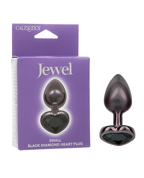 Jewel Anal Plug Small Iridescent Heart-Shaped Black Diamond Gem for Elegant Stimulation