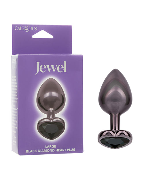 Jewel Anal Plug Black Diamond Heart Gem Iridescent Finish Nickel-Free Metal for Elegant Intimate Stimulation