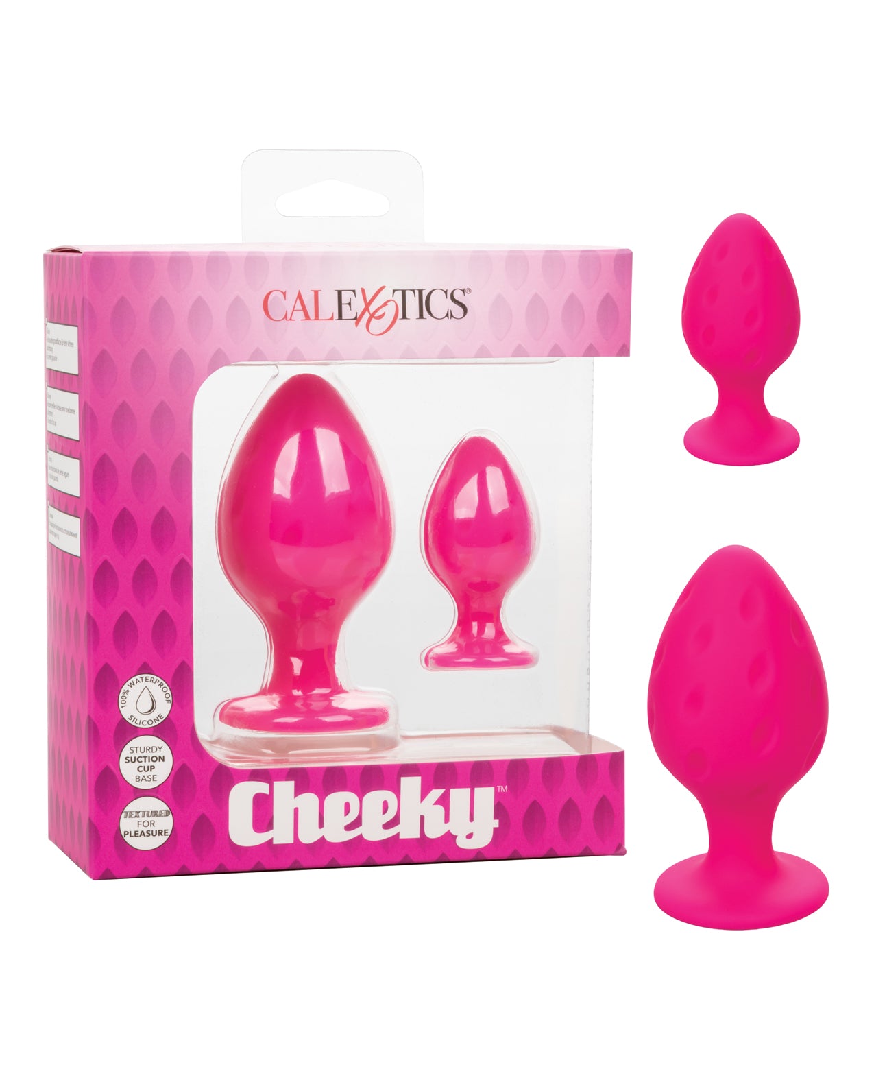 Cheeky Anal Plug Set Pink Silicone Suction Cup Base Dual Sizes for Comfortable Anal Play