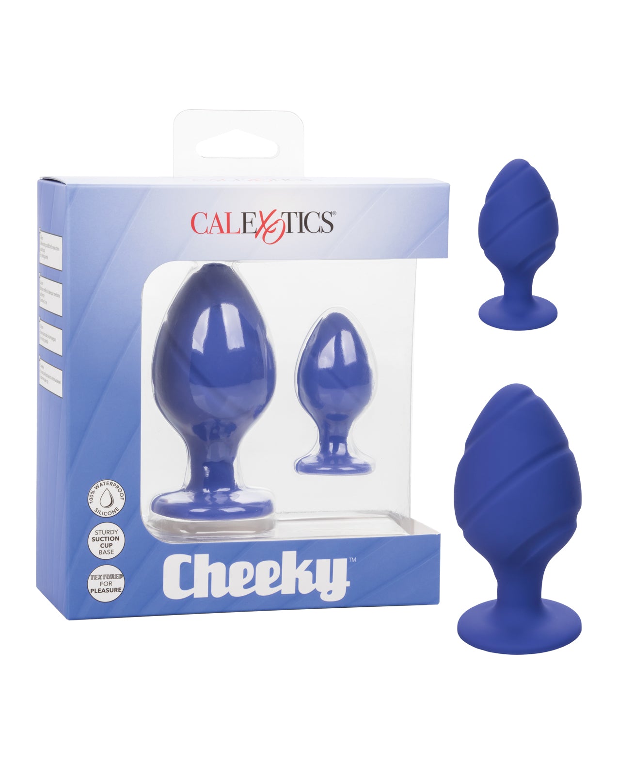 Cheeky Anal Products Purple Silicone Butt Plug Set with Suction Base and Textured Design for Safe and Versatile Anal Play
