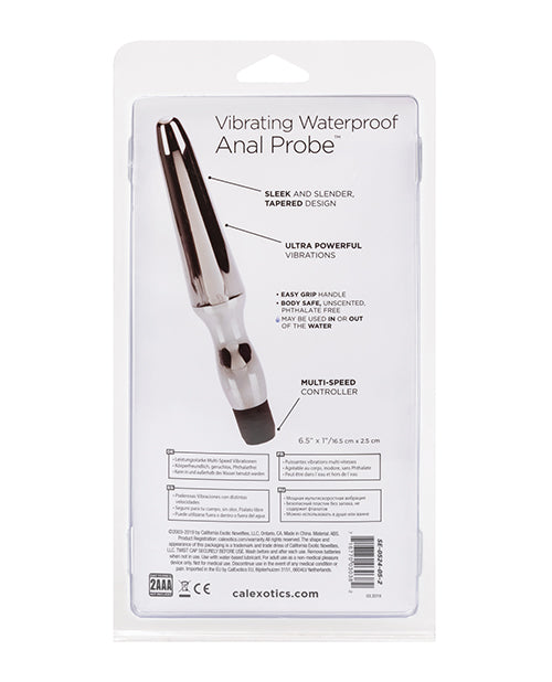 Vibrating Waterproof Anal Probe with Multi-Speed Silver Finish
