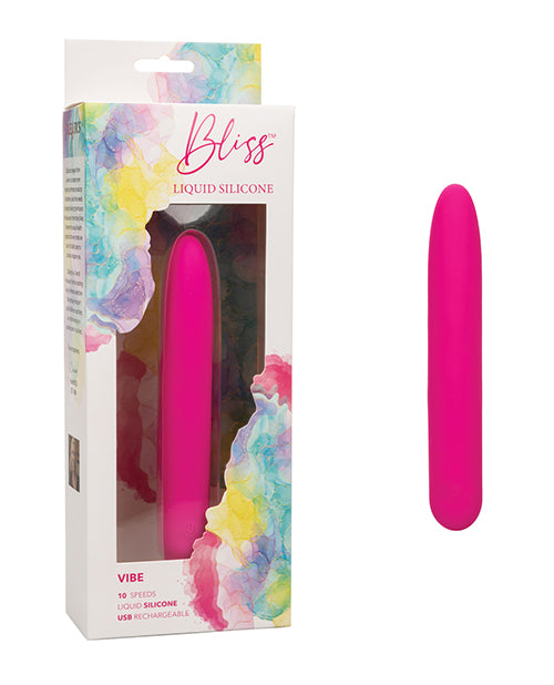 Bliss Vibrator Pink Liquid Silicone Rounded Tip 10-Speed Rechargeable for Intimate Stimulation