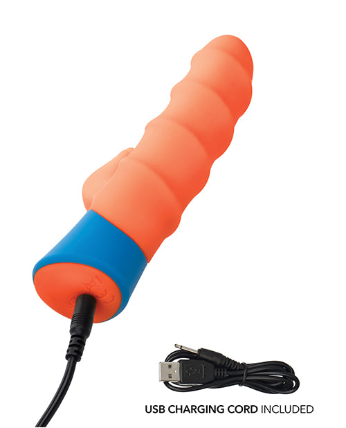 Rave Tickler Dual Vibrator with Swirled Shaft and Triple Ticklers