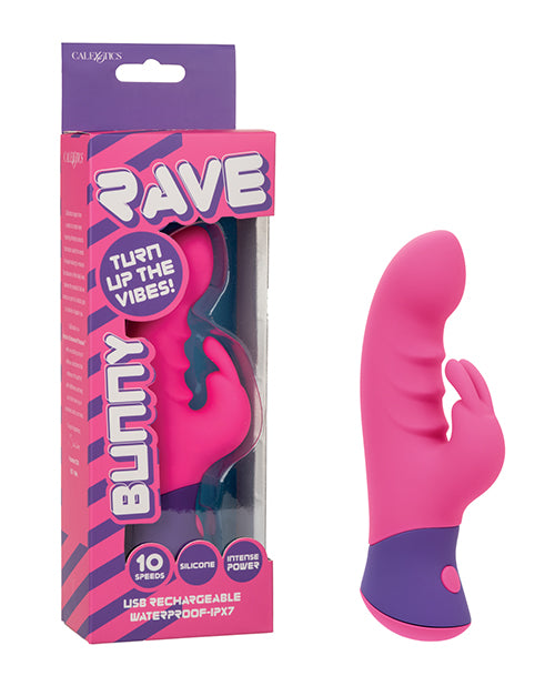 Rave Vibrator Dual Massager Rippled Shaft Bunny Ears with Waterproof Rechargeable Design for Effective Internal and External Stimulation