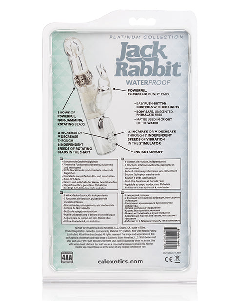 Silver Multi-Function Jack Rabbit Vibrator with Rotating Beads and Teaser