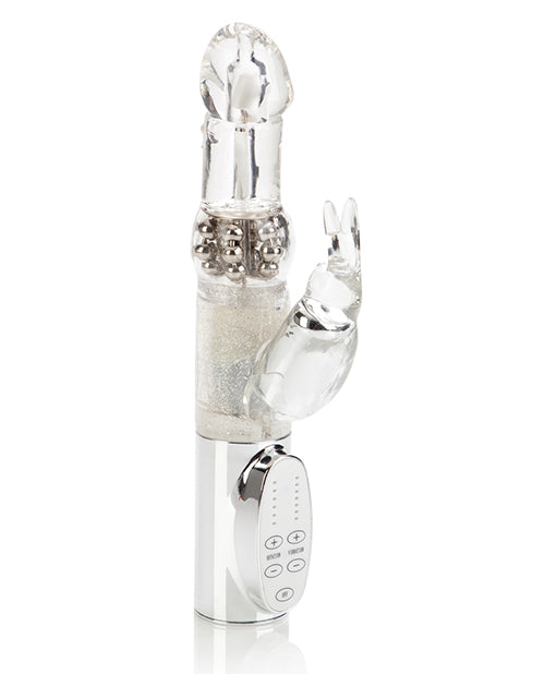 Silver Multi-Function Jack Rabbit Vibrator with Rotating Beads and Teaser