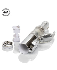 Silver Multi-Function Jack Rabbit Vibrator with Rotating Beads and Teaser