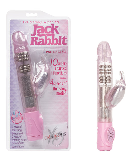 Jack Rabbit Vibrator Pink Thrusting Rotating Beads Clitoral Teaser for Intimate Stimulating Play