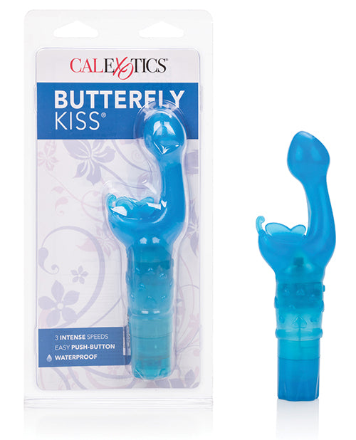 Kiss Vibes Stimulator Curved Waterproof Blue Dual-Action Design for G-Spot and Clitoral Pleasure