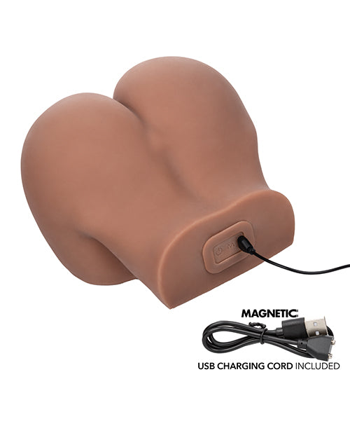 Vibrating Twerking BBL Dildo in Brown with Realistic Motion