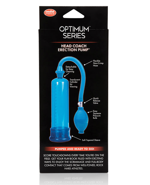 Head Coach Blue Penis Pump with Soft TPE Donut and EZ Squeeze Bulb