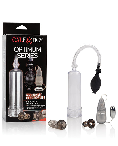 Optimum Series Penis Enhancement Set with Pump, Enhancer Ring, Textured Masturbator, and Vibrating Bullet for Maximum Performance